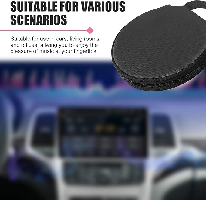 Car CD Case, Oxford Waterproof Disc Storage Binder with Transparent Film Divider, 20 Capacity Portable Round Disc Case, Universal DVD Organizer for Cars (Black)
