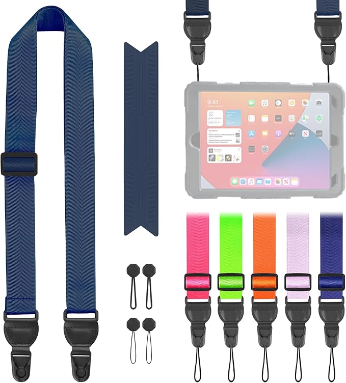 Adjustable Shoulder Straps, Universal IPad lanyard, Silicone Padded Camera Strap with Quick Release Buckle, Comfort Neck Strap for Cameras, iPads, Tablet Case, Binoculars (Royal Bule)