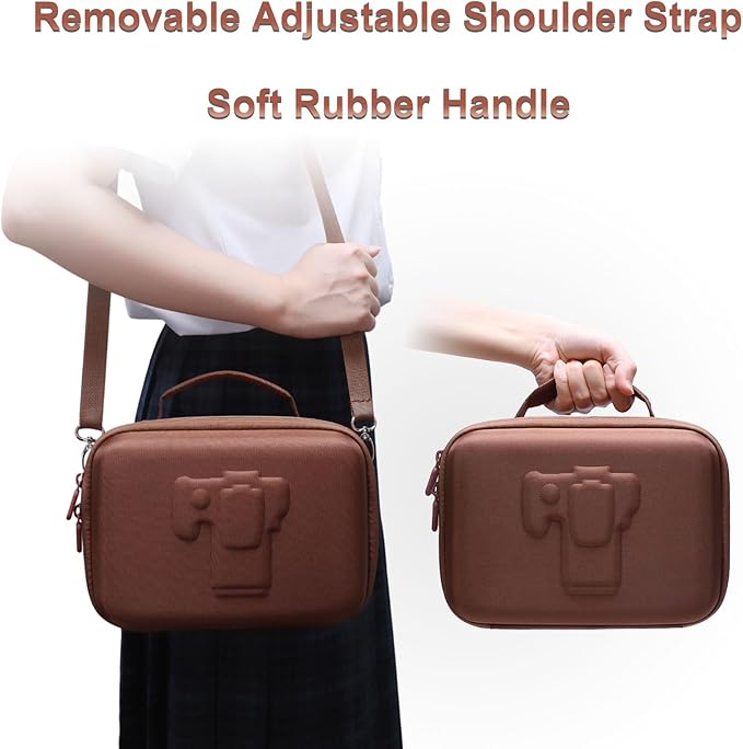 Camera Case Compatible with Canon EOS Rebel T7/R50/R6 Mark II/R100/R50 V/T6/R8/R10/R5 Mark II/RP/R7/5D Mark IV/SL3/R5/T100 DSLR SLR Camera, Len and Tripod with 4 Dividers and Shoulder Strap, Brown