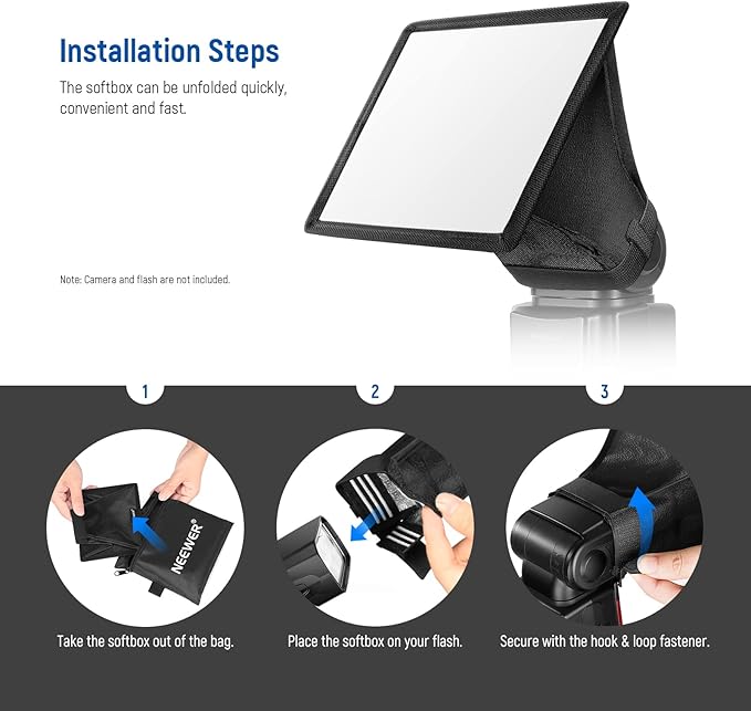 NEEWER Flash Diffuser Light Softbox 5" x 4", Universal, Collapsible with Storage Pouch Compatible with Canon Nikon Sony Godox Yongnuo NEEWER speedlight