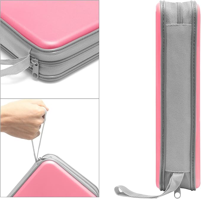 CD Case holder, 80 Capacity CD/DVD Case Holders Wallet Hard Plastic CD DVD Disc Cases Storage Binder for Car Home Office Travel (Pink)