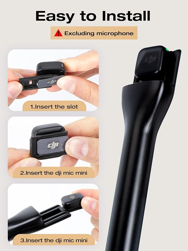 SUNMON Handheld Wireless Mic Stand for DJI Mic Mini with Pop Filter, Holder for Microphone, Interview Handheld Mount Adapter for DJI Mini (Handheld with 1 Pop Filter）