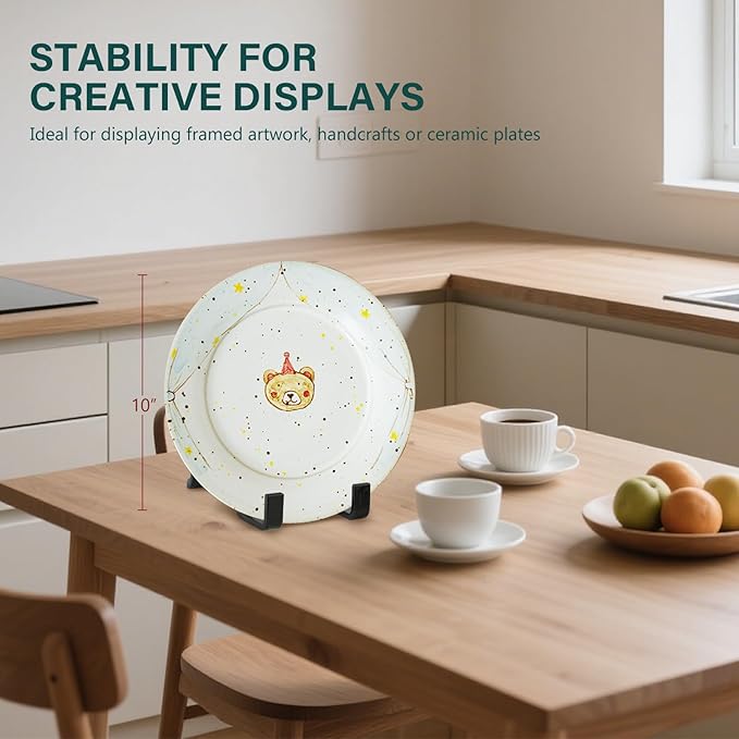 Artliving Plate Stands for Display - Plastic Easel Stand Plate Holder Display Stand Picture Frame Stand for Pictures | Photo|Decorative Plate |Dish | Tabletop Art - 6 inch-Black