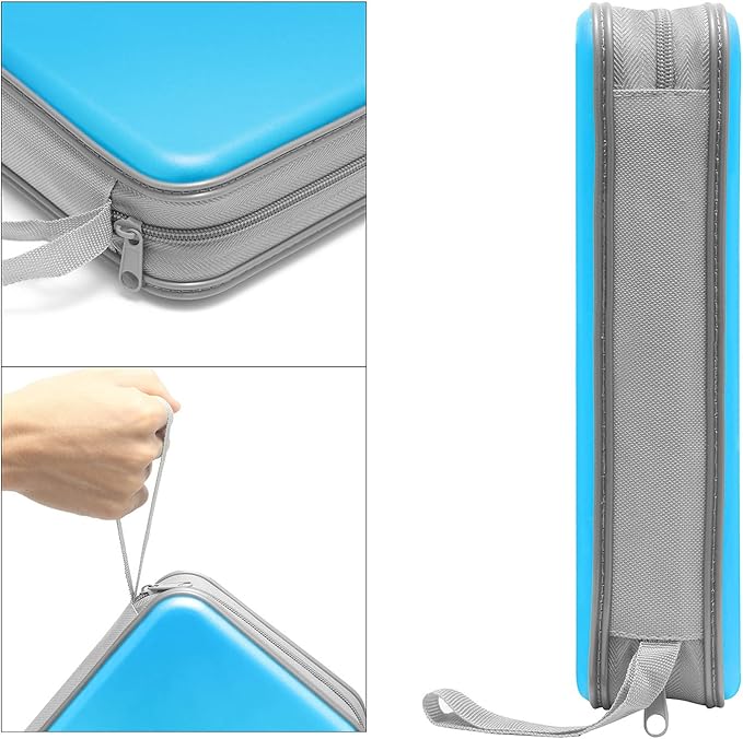CD Case, Siveit DVD Case Holder 96 Capacity Hard Plastic CD DVD Disc Cases Storage Binder Wallet for Car Home Office Travel (Sky Blue)