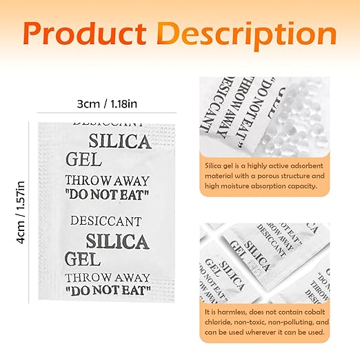 Silica Gel Packets - 100 PCS 2 Gram Desiccant Packs for Storage Dry Packets for Electronic Products Jewelry Cameras Clothes Books Iron Tools Precision Instruments