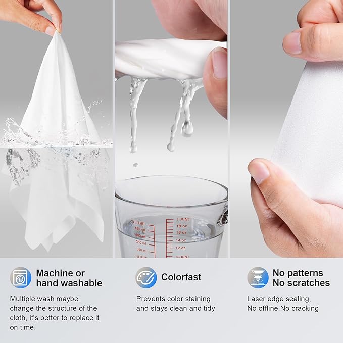 Selens 4Pcs Extra Large Microfiber Cleaning Cloths 16x16inch White Microfiber Screen Cleaning Cloth for TV, Car Navigator, VR,Computers,Electronics,Eyeglasses, Car Windows & More