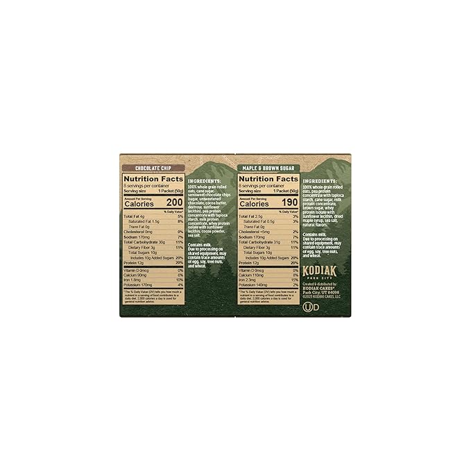 Kodiak Cakes Instant Oatmeal Packets - High Protein - 100% Whole Grains Breakfast Food - Maple & Brown Sugar & Chocolate Chip (16 Packets)