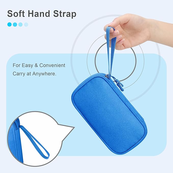 Lacdo USB Flash Drive Case Thumb Drive Holder Case Organizer Portable Electronic Accessories Storage Bag for SanDisk/SamData/Samsung USB Flash Drives Jump Drive Memory Stick, Cable, Medium Size-Blue