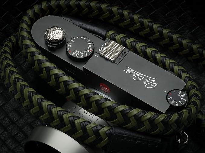 Vi Vante Leather Braided Camera Strap Matador Noir w/Electroplated Rings, Hand-Made 47 inches