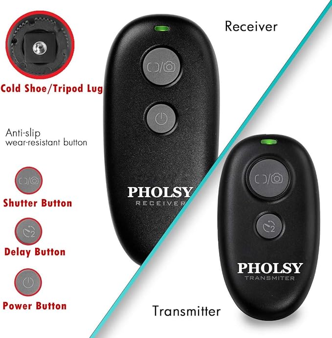 PHOLSY Wireless Shutter Release Camera Remote Control for Fujifilm GFX50S, XPro2, X-H1, X-T2, X-T1, X-T10, X-T20, X-T100, X-E2S, X-E2, X-M1, X-A3, X-A2, X-A1, X-A10, X100F, X100T, X70, X30, XQ2, XQ1