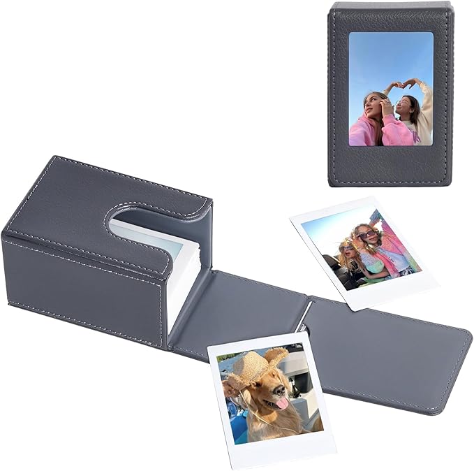 WOGOZAN Mini Picture Holder Case for Fujifilm Instax Mini 12/11/99/90/EVO Camera 2.15x3.4 Inches Film Accessories Photo Pouch Protection Case Can Hold 50+ Films (Dark Grey)