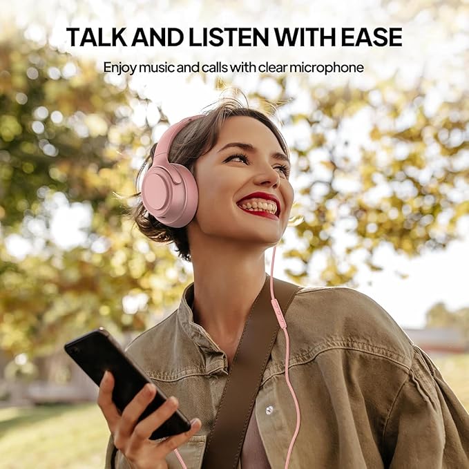 Wired Over-Ear Headphones with USB C Connector, Hi-Fi Stereo Sound, Noise-Isolating Ear Cups, Comfortable Fit for USB C Devices (with Bag, Gold)