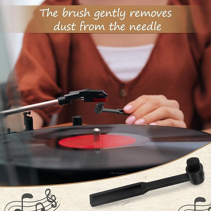3 Pcs Vinyl Record Cleaning Brush Wooden Anti Static Dust Record Vinyl Cleaner Kit Player Accessories Gift for Music Lovers(Light Wood Color)
