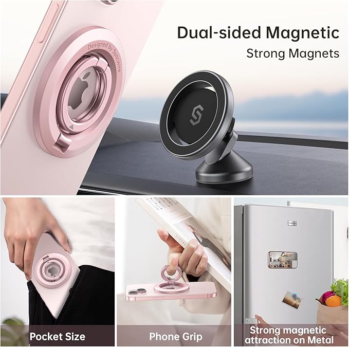 SYNCWIRE for MagSafe Ring Holder, Magnetic Phone Ring Holder Magnet Cell Phone Grip Finger Ring Kickstand Compatible with iPhone 17 16 15 14 13 12 Pro Max fits MagSafe Accessories