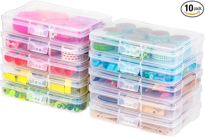 IRIS USA 4" x 6" Photo Storage Box Craft Keeper Cases, 10-Pack, Organization Task Holders for Pictures, Tasks, Scrapbooking, Stationery Storage, Ephemera, Stickers & Art Supplies, Clear