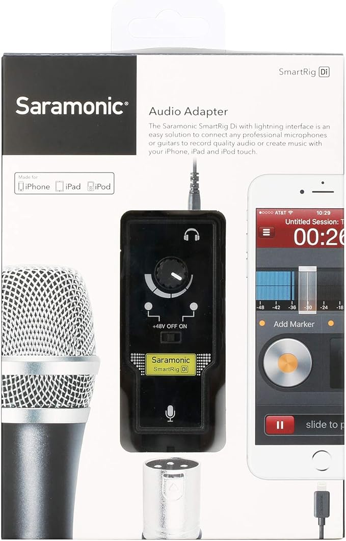 Microphone Preamp Compatible with IOS Devices Livestream, Saramonic XLR Lghtning Mic & Guitar Interface Compatible with iPhone 11 X 8 7 7s iPad iPod Touch Guitar Acoustic Devices Youtube Video