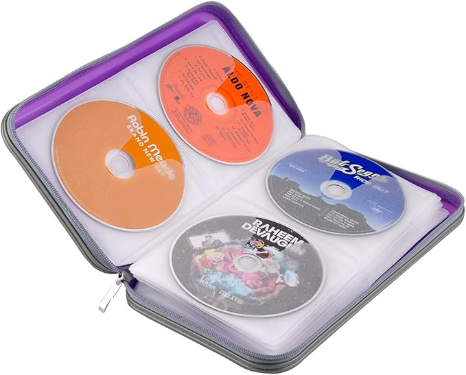 72 Capacity Heavy Duty CD DVD Blu-ray Media Case Storage Holder Organizer Wallet (Purple)