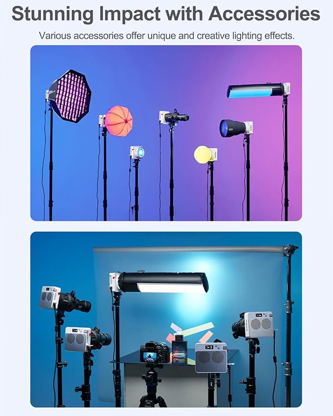 Godox ML100R 110W RGB Portable LED Video Light, 1800K-10000K, Full HSI & CCT 1800K–10,000K, CRI 95+, 14 FX, App/Onboard Control, Compact Pocket Light for Filmmaking, Live Streaming, Video Photography