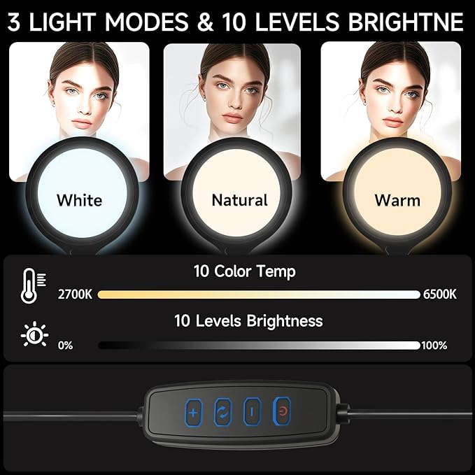 Ring Light Tripod for iPhone, 14" Selfie Ring Light with Tripod Stand and Phone Holder, Professional LED Circle Lighting for Video Recording, Conferencing, Makeup, Streaming, Tiktok, YouTube