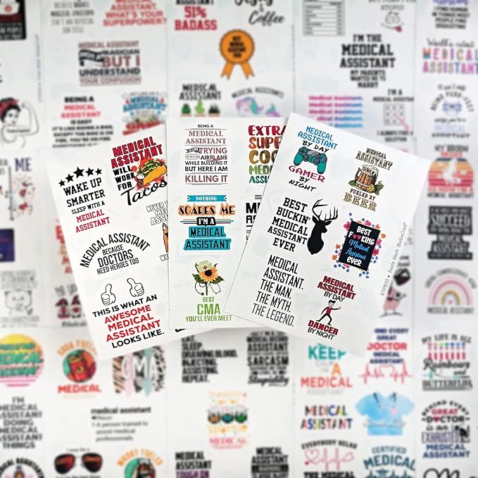 BulbaCraft 100 Pcs Funny Medical Assistant Stickers, Medical Assistant Gifts for Women & Men, Gifts for Women & Men