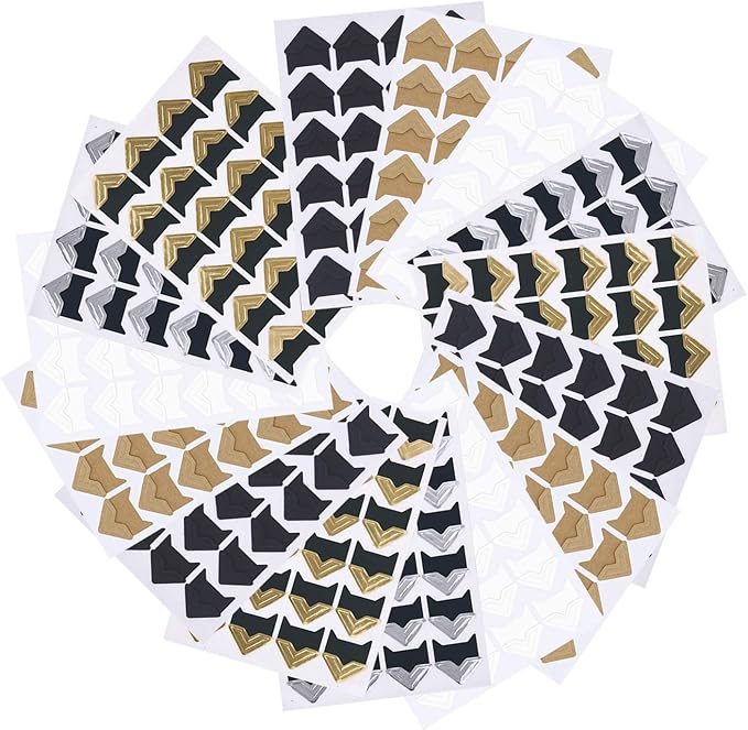 Sunmns 15 Sheets Photo Corners Stickers, Picture Films Self Adhesive Corner for DIY Scrapbook Album