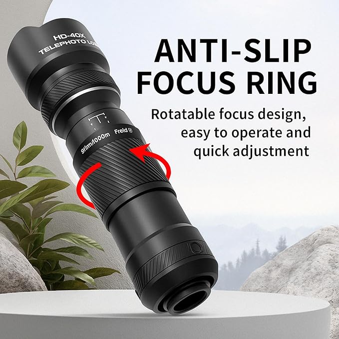 40X Telephoto Lens with Tripod for iPhone Android Phones, 2-in-1 Mobile Phone Camera Lens Kit with Universal Clip, HD Magnifier for Smartphone Photography - Compatible with All Smartphones