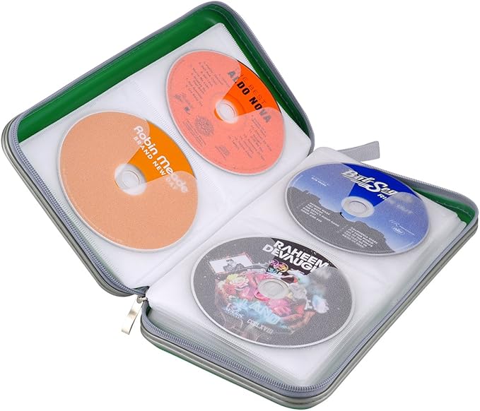 72 Capacity Heavy Duty CD DVD Blu-ray Media Case Storage Holder Organizer Wallet (Green)