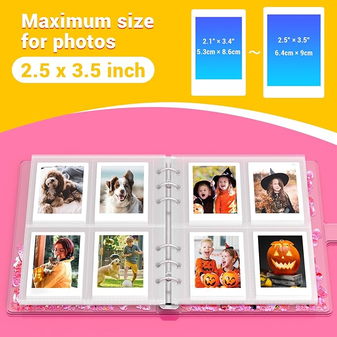Kids Photo Album for Instax Mini, Photo Album for Polaroid, Applicable to Fujifilm Instax Mini 11 12 40 Kodak Mini Photo, Gift for 4 5 6 7 8 9 10 11 12 Year Old Girls (200 Photos)
