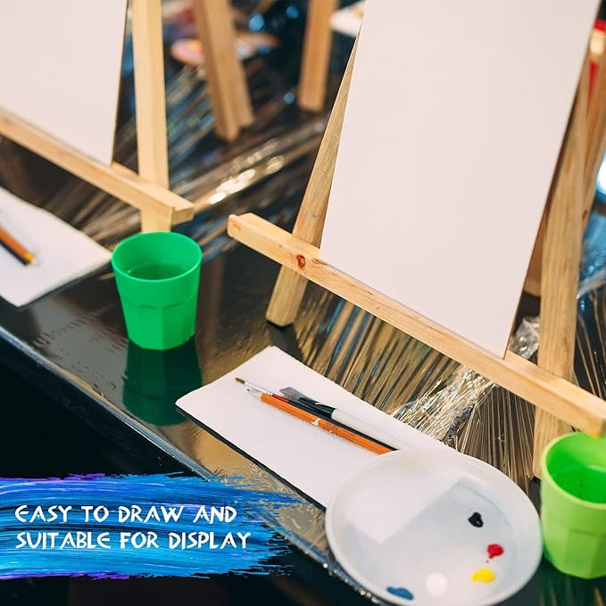 BBTO 30 Pack 12 x 6 Inch Tall Wood Easels for Painting Wooden Easels Bulk Small Art Craft Painting Easel Stand Tabletop Display Triangle Easel Art Craft Tripod for Artist Adults Student Birthday Party