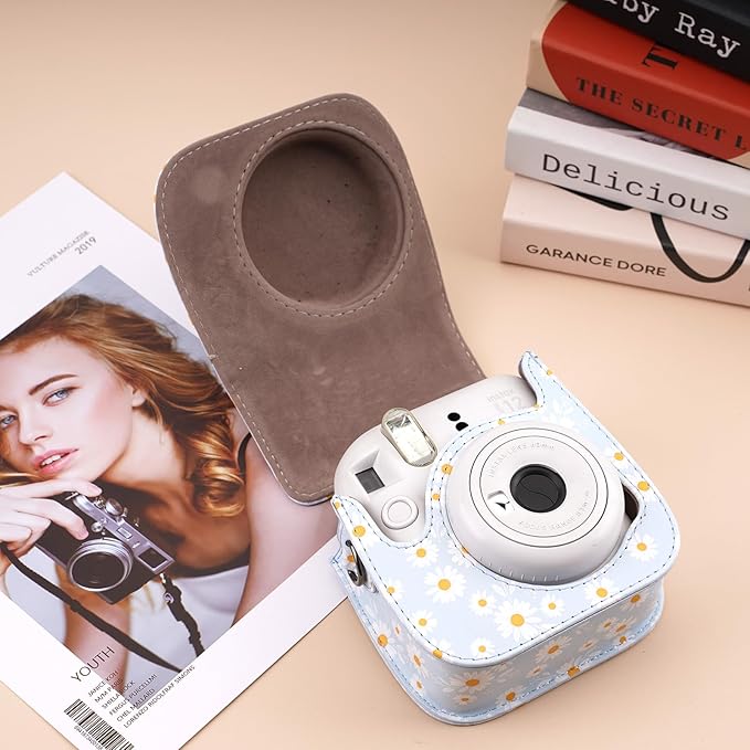 Frankmate Protective Case Compatible with Fujifilm Instax Mini 12 11 9 8 Instant Film Camera with Accessory Pocket and Adjustable Strap