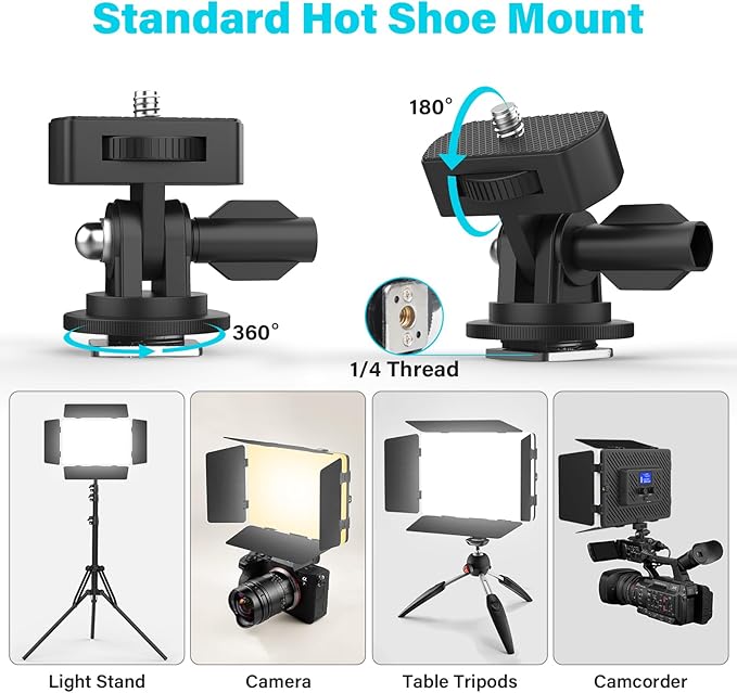 Led Video Light Panel Light with Barn Doors, 4000mAh Rechargeable Camera Lighting, 2500K-8500K Photo Light for Outdoor Indoor Photography Live Streaming Zoom Calls Video Recording