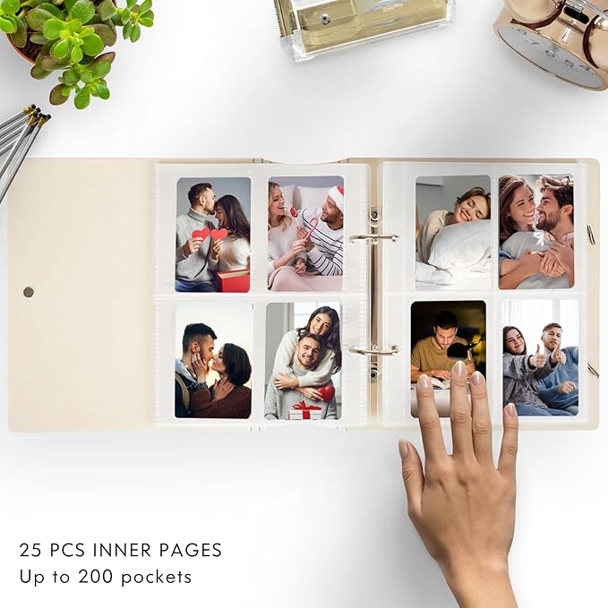 200 Pockets Photo Album for Fujifilm Instax Mini 11 12 9 8+ 8 7+ LiPlay Film, Photocard Binder for Polaroid SnapTouch PIC-300 Z2300 Photo Printer, 2x3 Photo Book for Kpop Card (Black)