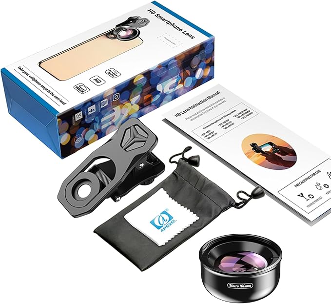 APEXEL Professional Macro Photography Lens for Smartphone, Macro Lenses for iPhone, Samsung, Galaxy, Oneplus, Android Phone(Fits for Almost All Phone), Cell Phone Lens Attachment for iPhone