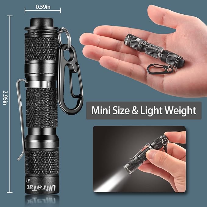 UltraTac K1 180LM Pink LED Keychain Flashlight - Waterproof AAA Mini Light with Push Button, Compact Pocket-Sized for Women EDC, Night Jogging, Dog Walking, Emergencies & Outdoor Use (Pink)