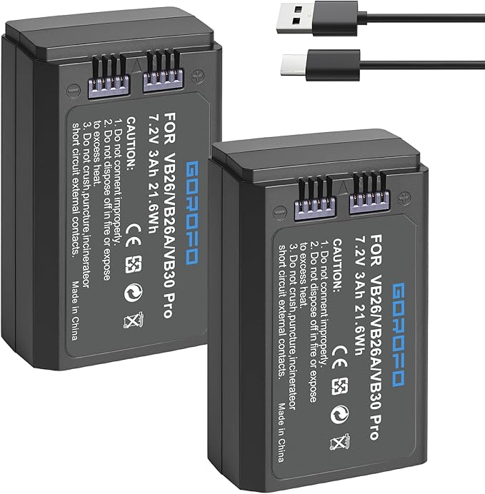 2 Pack VB26B VB26A VB26 VB30 Pro Battery for GODOX V1 V1S V1N V1C V1F V1O V1 Flash and V860III V860III-S V860III-C V860III-N V860III-O V860III-F V850III AD100PRO Camera Flash Speedlite (2 Batteries)
