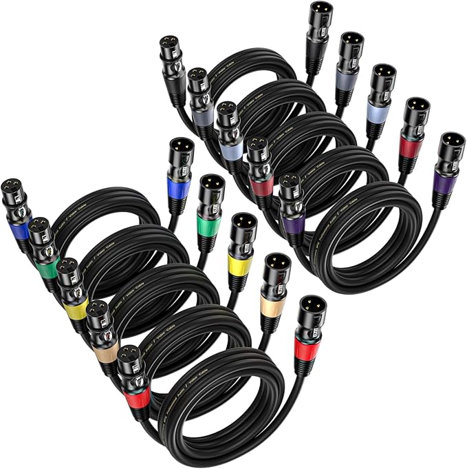 EBXYA XLR Cables 2ft 10 Pack - 3 Pins Balanced XLR Microphone Cable Male to Female Suitable for Audio Mixer, Speaker Systems, Black