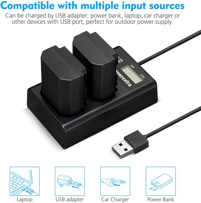 2-Pack NP-FZ100 Battery & Dual Slot Charger Kit for Sony A7III, A7IV, A7C, A6600, A6700, ZV-E1, ZV-E10ii, FX3, FX30, A9, Alpha 9, Alpha 9S, A9S, A7RIII, A7RV Camera Batteries