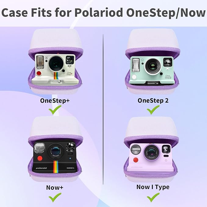 Kuprusar Camera Case for Polaroid OneStep 2VF/Now+ Camera, Hard Carrying Case Protective EVA Storage Bag for One Step+/Now/Now+ Plus 2nd I-Type Instant Film Camera with Shoulder Strap, Purple