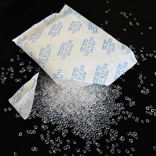 Silica Gel Packets – 50 Gram 25 Packs Desiccant Bags, Moisture Absorbers for Storage, Food Safe Desiccant Dehumidifier Packs for Seeds, 3D Filaments, Electronics, Safes, Clothes, Documents