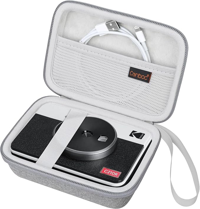 Canboc Carrying Case for KODAK Mini 2 Retro 4PASS Portable Photo Printer/KODAK Mini Shot 2 Retro 4PASS 2-in-1 Instant Digital Camera, Mesh Bag fits Photo Paper and Cable, Grey