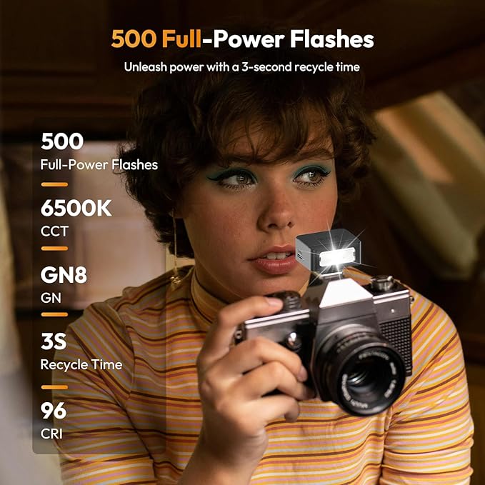 ULANZI SL01 Mini Camera Flash, GN8 6500K Mini Flash Speedlite, 4 Power Levels, Compatible with Sony ZV-1/ZV-E10/Canon/Nikon/Fuji/Panasonic/Leica/Olympus, 【Not Fits Sony ZV-1F】