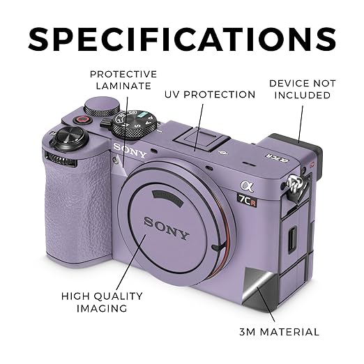 Camera Skin Compatible with Sony Alpha 7CR Camera (2023) - Solid Lavender - Premium 3M Vinyl Protective Wrap Decal Cover - Easy to Apply | Crafted in The USA by MightySkins