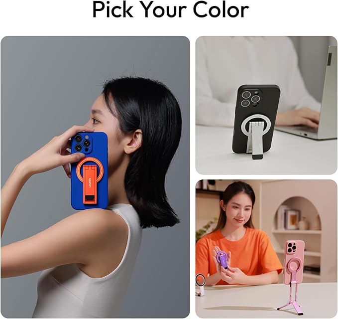 ULANZI MA60 Magnetic Phone Tripod Stand for iPhone - Aluminium Smartphone Mini Tripod Pocket Cell Phone Stand Strong Magnet Quick Mount Compatible with iPhone17 16 15 14 13 12 Series, Black