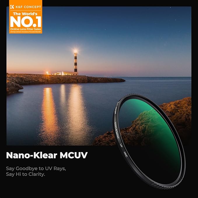 K&F CONCEPT 95mm MCUV Lens Protection Filter 18 Multi-Coated Camera Lens UV Filter Ultra Slim with Cleaning Cloth (K-Series)