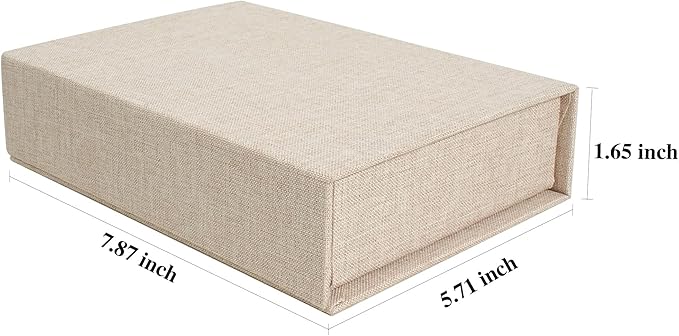 Hiwhy Photo Storage Box 5x7, Linen Photo Box, Memory Box Perfect to Store Your Photo, Pictures, Certificates, Scrapbooking Supplies, Keepsakes and Jewelry Beige