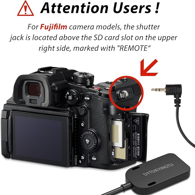 RC301-2.5mm 196.8 "Extended Cable Shutter Release Remote for Fujifilm and Canon Cameras EOS Rebel T8i T8 T7i t6 t6i t1i t2i t3 t3i t4i SL3 2000d 4000d R100 Fuji XT2/3/4/5 XH2S GFX100/S /50 /s