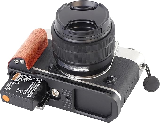 Camera Quick Release Plate Wooden Handle L-Bracket with Cold Shoe Adapter for Compact Digital Camera Tripod Tripod Mounting