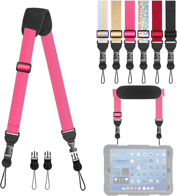 Universal Shoulder Strap, Removable Neoprene Padded Camera Strap, Adjustable Neck Lanyard for iPad, Binocular, Tablet Case, Camera, Luggage Bag (Fuchsia Universal Shoulder Strap)