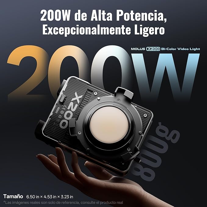 ZHIYUN MOLUS X200 Bi-Color Combo 200W Video Light [Official] Handheld Professional Photography Light Portable Continuous Output Light Bowens Mount 2700K~6500K CRI≥95 TLCI≥97 Only 800g (NO Battery)