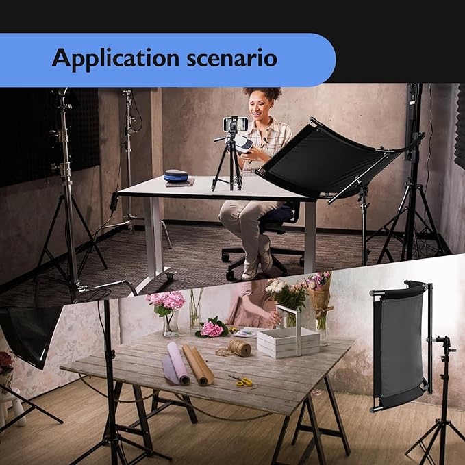Clamshell Light Reflector/Diffuser with Carrying Case,70"X24" (4 Color in 1) Arclight Curved Eyelighter Lighting Diffuser for Photography Portrait Studio Video Shooting,Black/White/Gold/Silver